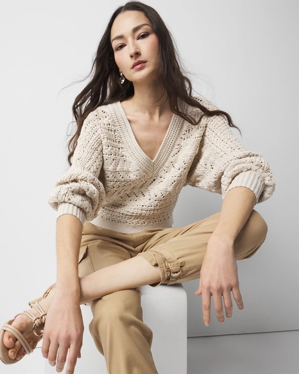 トップス pamm MARBLE PAMM low gauge knit Chunky Knit Dolman Pullover Sweater | White House Black Market